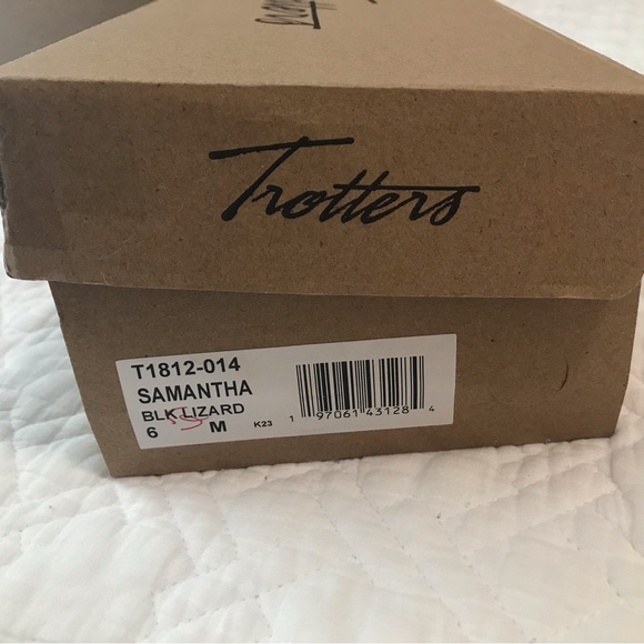 Trotters Samantha Black Lizard Leather Loafers Ballet Flats Size 6M - Picture 9 of 9